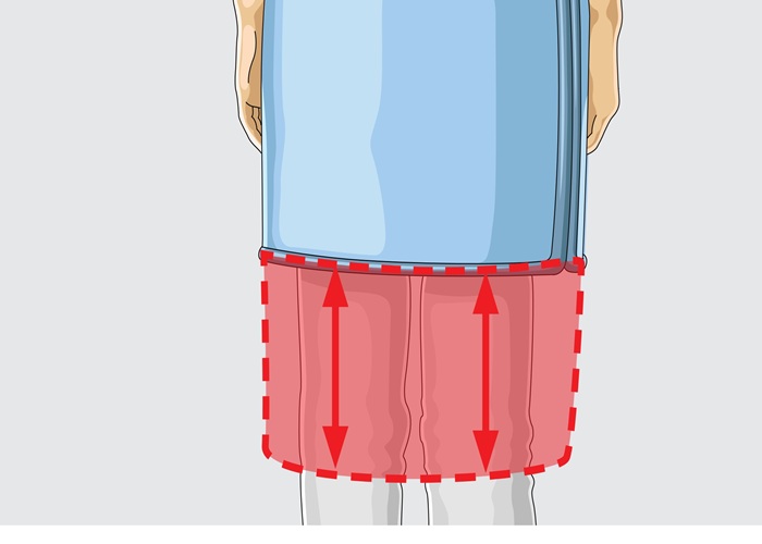 Schürzenlänge bis Knie