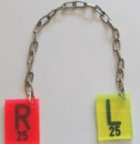 L / R Röntgenmarkierungen aus Plexiglas – Seitenmarkierungen für Röntgenaufnahmen in Blei