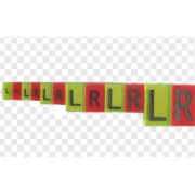 L oder R eingeklebt in Plexiglas