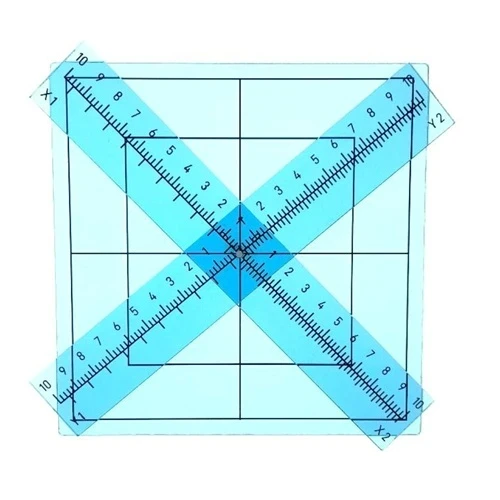 Röntgen Kreuzlineal PMMA – bewegliches Referenzlineal für Radiologie und NDT
